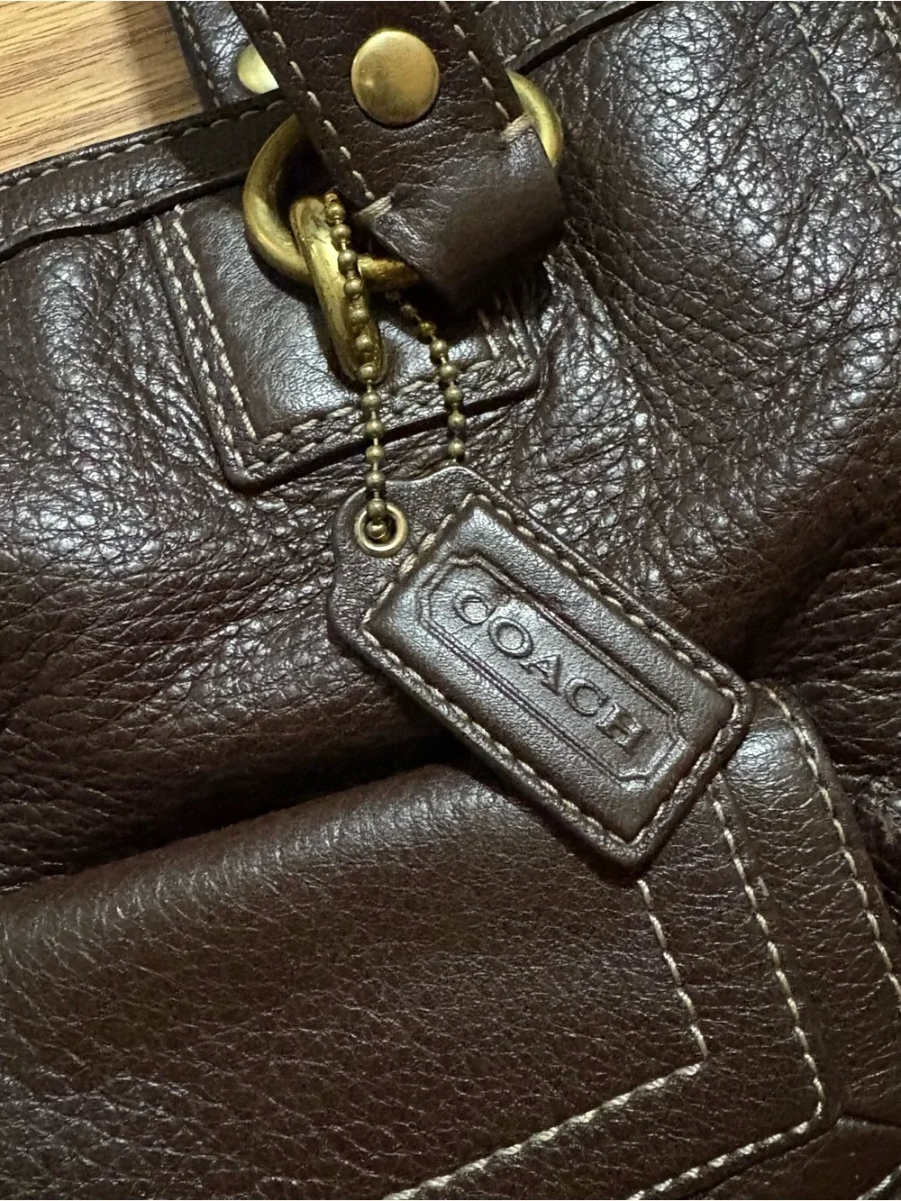 Coach Penelope Brown Pebbled Leather Shoulder Bag Purse